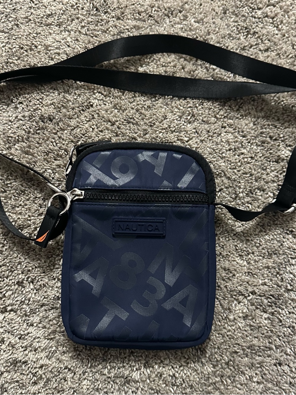 Nautica Navy Logo-Print Crossbody Pouch